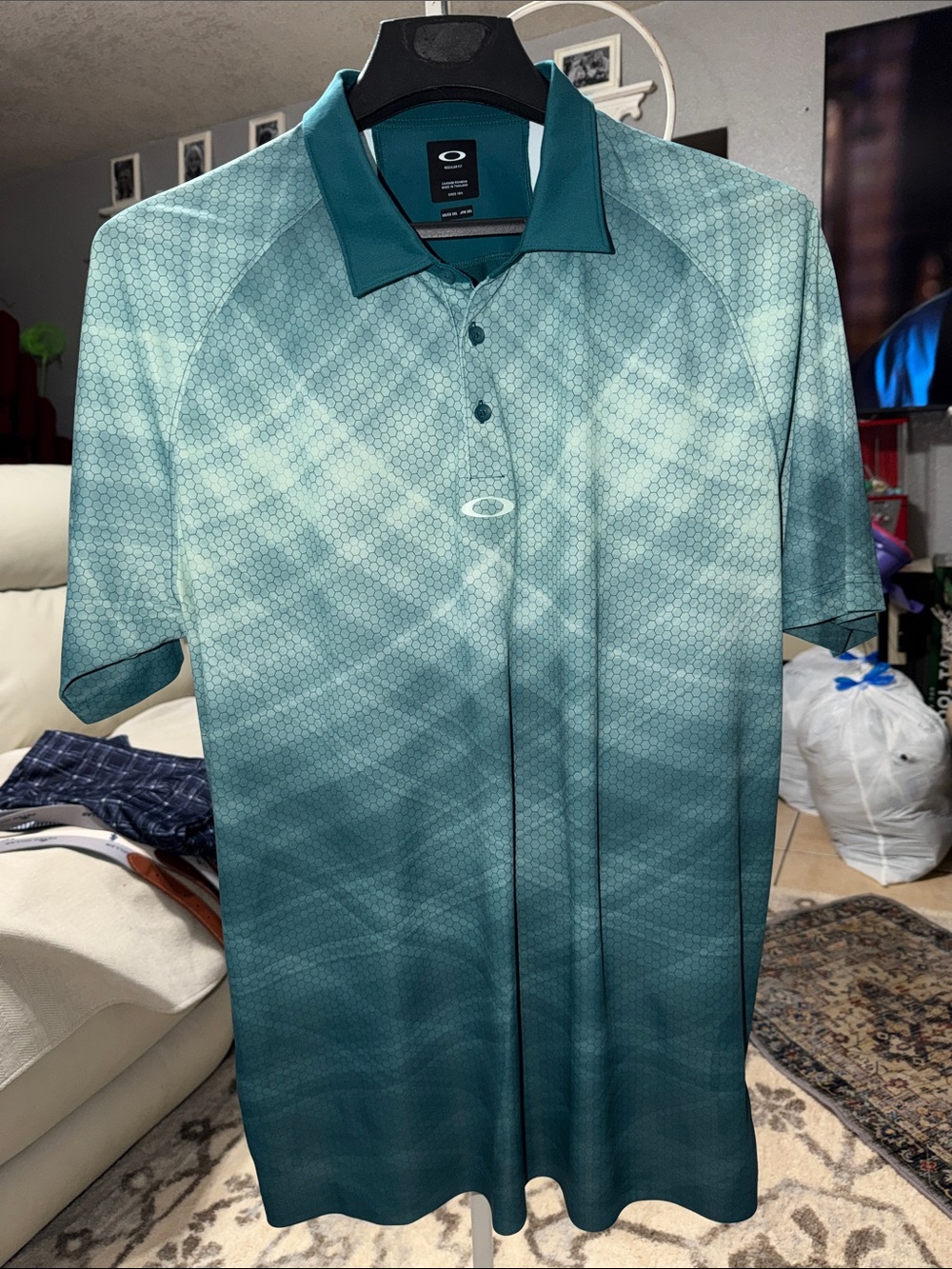 Oakley Men's Teal Gradient Polo Shirt
